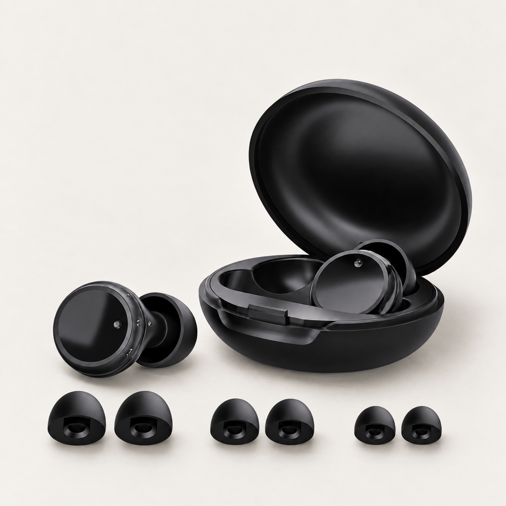 Kit de tapones auditivos negros ajustables