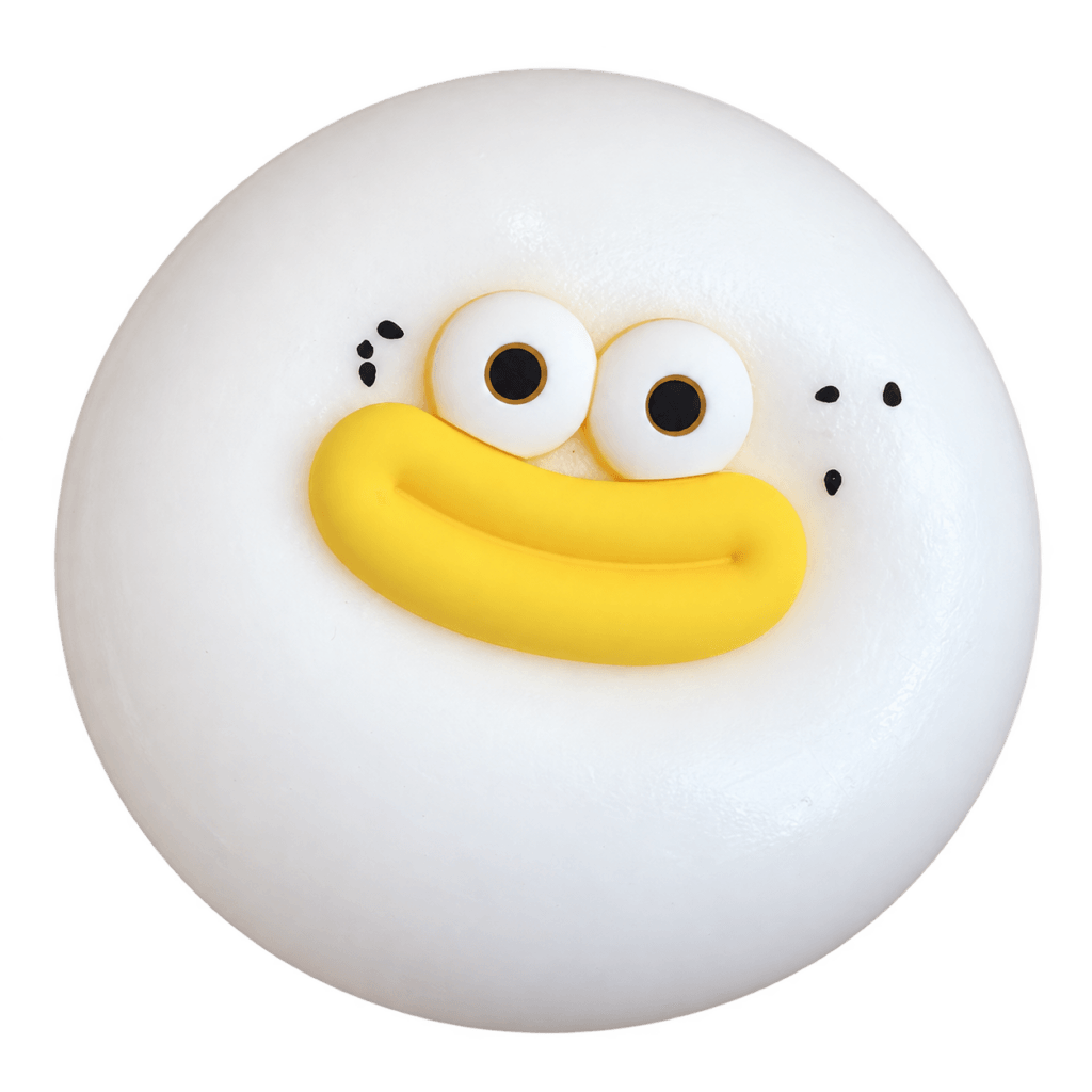 Squishy pato blanco de ojos grandes y boca amarilla